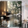 EUBTPA Lotus Zen Bamboo Shower Curtain Stone Spa Floral Flowers