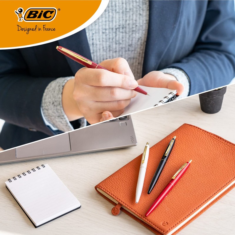 Bic Japan CLG05-CFBJ3P Ballpoint Pen, Click Gold, 0.5, Oil-based, Black,