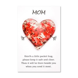Mom Pocket Heart Hug Token Long Distance Relationship Keepsake Gifts for Women Mother Birthday Christmas Gift for Mama Bonus Mom Thinking of You Gift from Son Daughter I Love You Mom Yellow Token Gift
