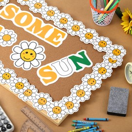 Mooliwe Daisy Flower Bulletin Board Decorations Set, Classroom Bulletin Board Cutout for Back to School Library Window Home Wall Decor