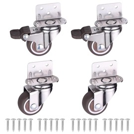 Cerapheer Side Mount Casters 1 Inch L Shaped Casters Set of 4，L-Shaped Swivel Casters with Brake, 100 Lb Capacity, for Furniture and Shelving (1in)
