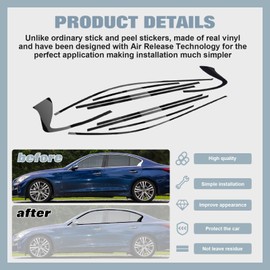 x xotic tech Chrome Delete Blackout Vinyl Wrap Overlay Kit Precut Window Trim Compatible with Infiniti Q50 Q50S Sedan 2014 2015 2016 2017 2018 2019 2020 2021 2022 2023 2024 (Gloss Black)