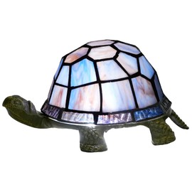 NUODITOS Small Turtle Night Light Tiffany Style Stained Glass Accent Table Lamp Bedroom Living Room Bedside Lamp Mini Light Kids Gifts Cute Light