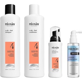 Nioxin System Kit 4, Cleanse, Condition, and Treat the Scalp for Thicker and Stronger Hair, for All Hair Thinning Types, Full Size Kit + Ultimate Power Serum, Anti Hair Loss Leave-In Hair Treatment