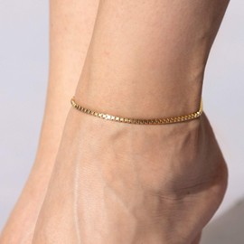 LIFETIME JEWELRY 2.3mm Box Chain Anklet for Women & Girls 24k Real Gold Plated (11)