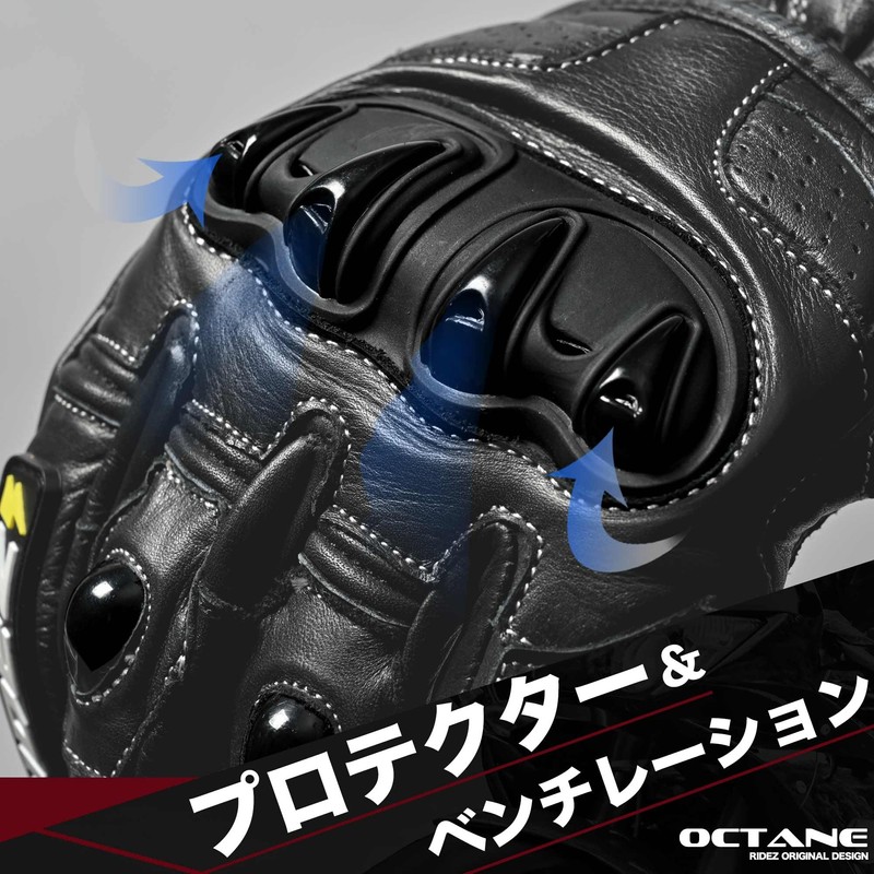 RIDEZ RLG11 Motorcycle Gloves, All Seasons, Leather Gloves, Protector, Spring,