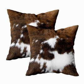 TOMWISH 2 Packs Hidden Zippered Pillowcase Christmas Cowhide Accent Printing 18X18Inch,Decorative Throw Custom Cotton Pillow Case Cushion Cover for Home