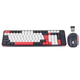 Wireless Bluetooth Keyboard and Mouse Combo Dual Mode 100 Keys Gaming Keyboard 1600DPI Mouse Set for PCs Laptops Red