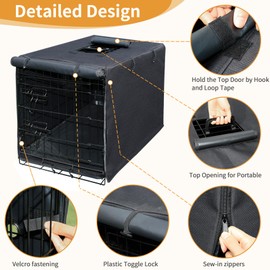 DONORO 30 Inch Dog Crate Cover, Waterproof Pet Kennel Cover 600D Heavy Duty Dog Cage Cover Universal Fit for Most Wire Pet Crates (30-Inch Black Cover)