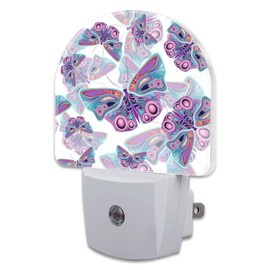 sndheke Colorful Butterflies Night Light Plug into Wall,Retro Watercolor Butterfly Dusk to Dawn Night Light Plug in,0.5w Energy Saving Sleep Friendly Night Light for Kids Boys Girls Home Decor
