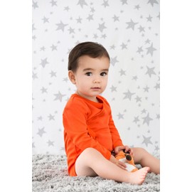 Babysoy Organic Long Sleeve Modern Solid Kimono Bodysuit/Onesie (0-3 Months, Persimmon)