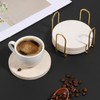 HANLANXUE 4 Pcs 4 inches Beige Travertine Coasters with Holder