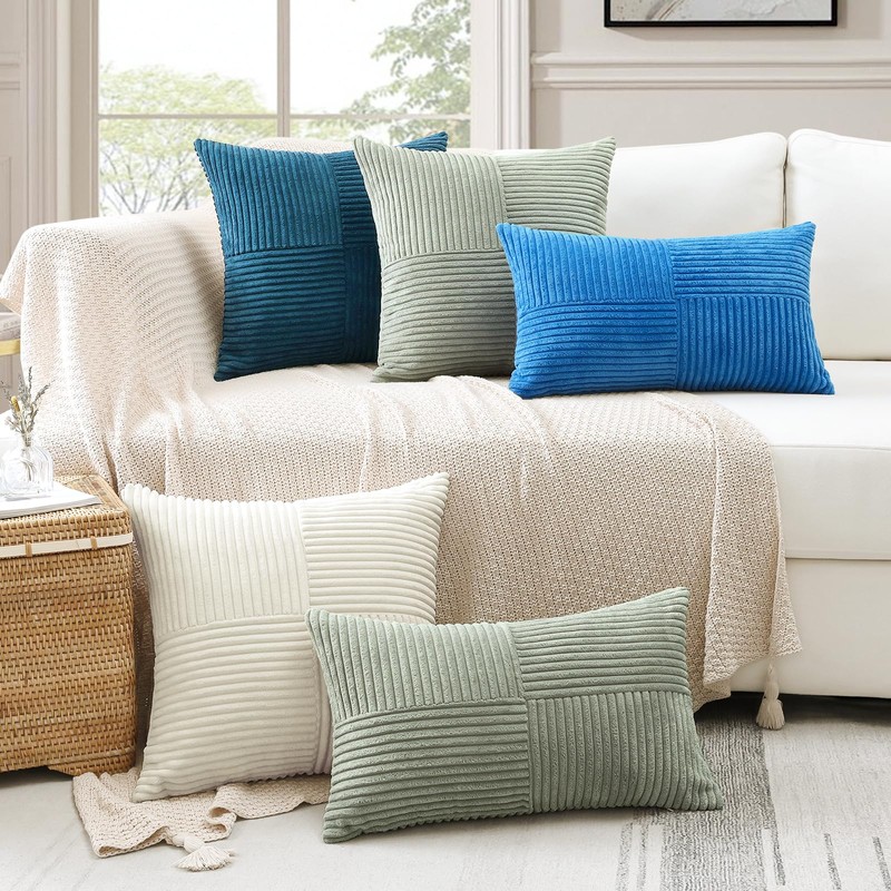 Set of 1 Decorative Throw Pillow Cover Soft Corduroy Solid