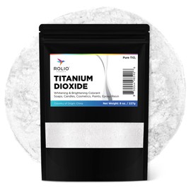 Rolio Pure Titanium Dioxide Powder, 8 Oz (227g) Bag – Whitening Colorant for Soap Dye, Sunscreen and Lotion, Epoxy Resin, Candles, Cosmetics, Concrete Pigment, DIY Paint, Ceramics, and Art Projects