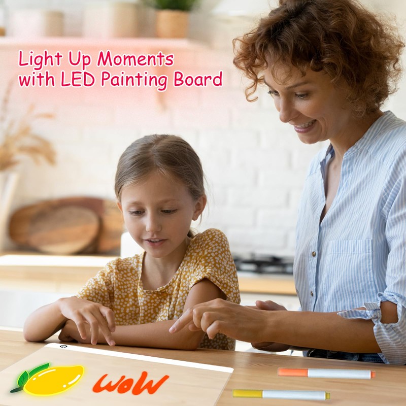LED Drawing Board, 13.7"X10" LED Note Board with Colors, Light