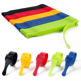 120PCS Reusable Cable Ties 6" × 1/2" Multi-Colour Wire Organizer with Hook and Loop, Adjustable Fastening Cord Ties Wire Management for Home, Office, Data Centers, and Electronics, 5 Colours