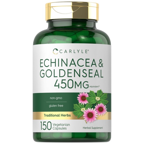 Carlyle Echinacea Goldenseal Capsules 450mg | 150 Count | Vegetarian, Non-GMO, Gluten Free
