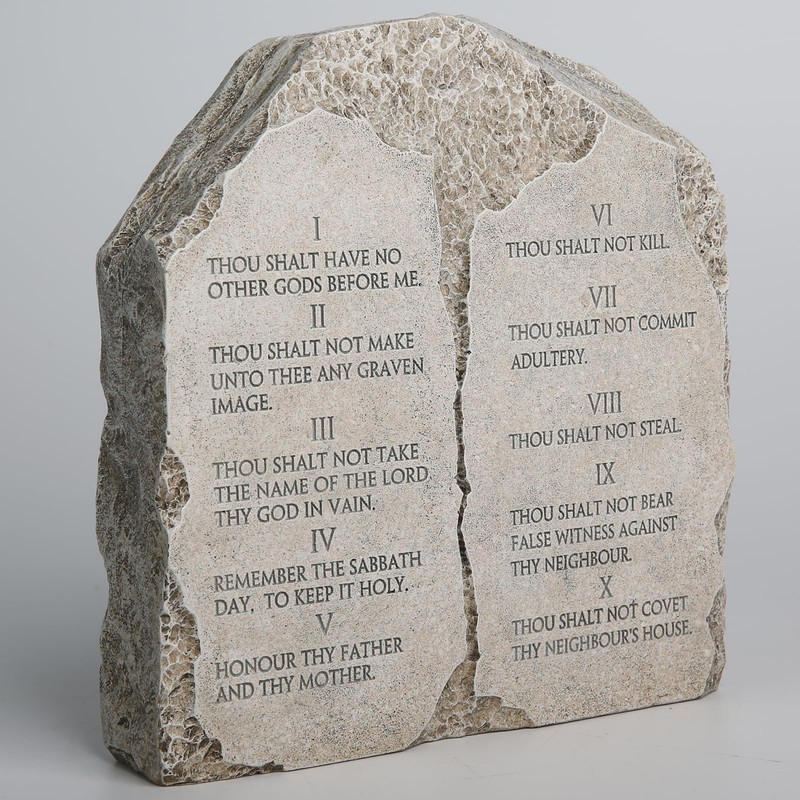 ShineOnAngel Ten Commandments Tabletop Decor - 6.8-Inch Stone Effect Religious