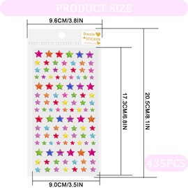 KOZOY Glitter Sticker Gradient Sticker Girls Children, Pack of 4 3D Star Stickers, Five-Pointed Star Round Love Fruit Stickers Shiny Reward Stickers for Crafts Labels (4)