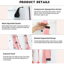 Fitness Yoga Stretching Strap, Adjustable Leg Stretcher Back Bend Assist Trainer, Improve Leg Waist Back Flexibility Home Gym Equipment for Rehab Pilates Ballet Cheerleading Splits Gymnastics (pink)