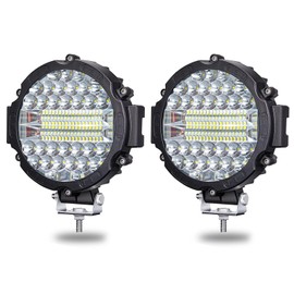 7 INCH Round Light Bar MUVKQC 201W LED Off Road Lights 21000lm Driving Light Pods Trucks Tractor LED Work Lights for Pickup SUV ATV UTV Truck (2x201w Black)