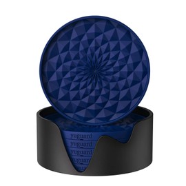 YUGUARD Silicone Coasters [6 Pack] Coasters with Holders - Drink Coasters - Table Coasters - for Hot or Cold Drinks Thickened, Non-Slip, Non-Stick, Deep Tray Blue