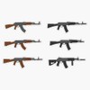 Set of Kalashnikov Assault Rifle Window Bumper Sticker Decal 5"