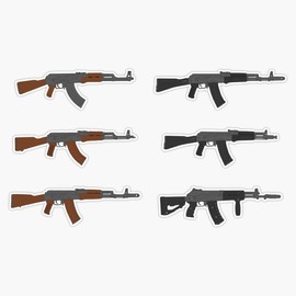 Set of Kalashnikov Assault Rifle Window Bumper Sticker Decal 5"
