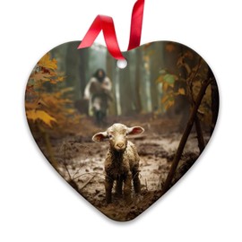 Religious Christmas Ornaments - Christian Tree Decor with Jesus & Lamb Design, Baptism Gift for Women, Inspirational Holiday Hanging Ornament, 2025 Birthday Keepsake, Faith-Based Home Decor C-318