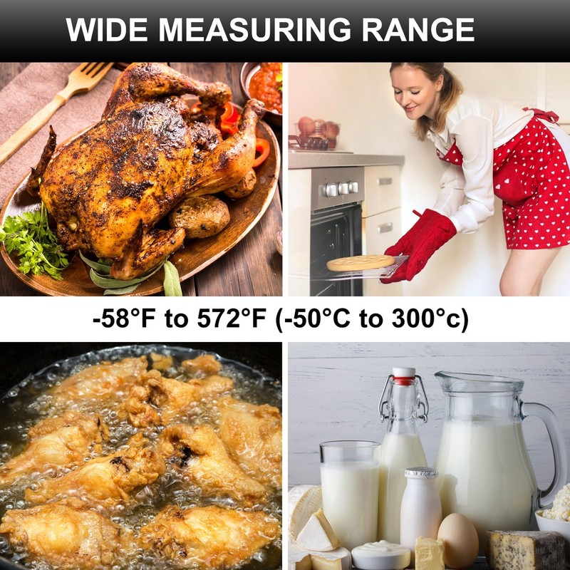 BRAPILOT Digital Meat Thermometer Backlight,Waterproof Instant Read Food Thermometer for
