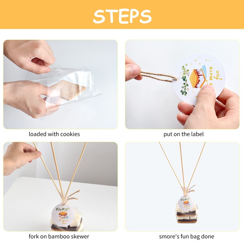 100 pcs S'more Fun Bag set Clear Gusseted Poly Bags