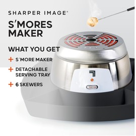 Sharper Image Electric S’mores Maker – 8-Piece Indoor S'mores Kit| 6 Skewers & Serving Tray| Flameless Tabletop Appliance for Kids & Families| Kitchen Gadget| Movie Night Date Night Housewarming Gift