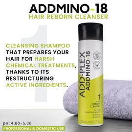 ADDMINO 18 Clarifying Shampoo for All Hair Types, Unscented Hair Cleanser, Salon & Home Use - 250ml/8.45 Fl Oz