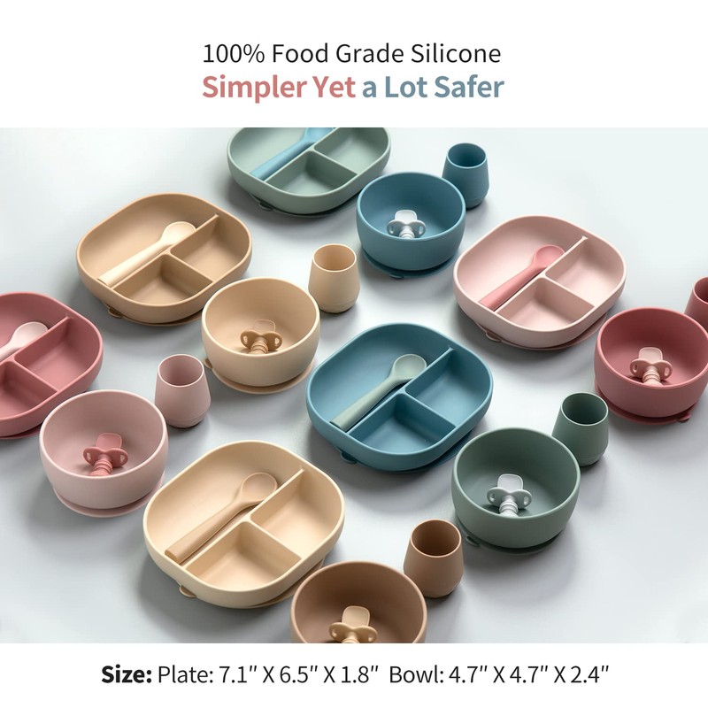 SAMiGO Silicone Baby Feeding Set, Baby Led Weaning Supplies, Suction