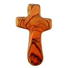 CleanPrince 1 x Wooden Cross Worry Stone 11 cm Made of Real Olive Wood Cross Crucifix | Comfortable to Hold in the Hand