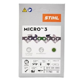 Genuine OEM 12" Chainsaw Chain 0.25" Pitch (1/4"), 0.043" Gauge, 65 Drive Link, Picco Micro 3 (71PM3 65) Fits STIHL MSA161T Chainsaws 3670-005-0065