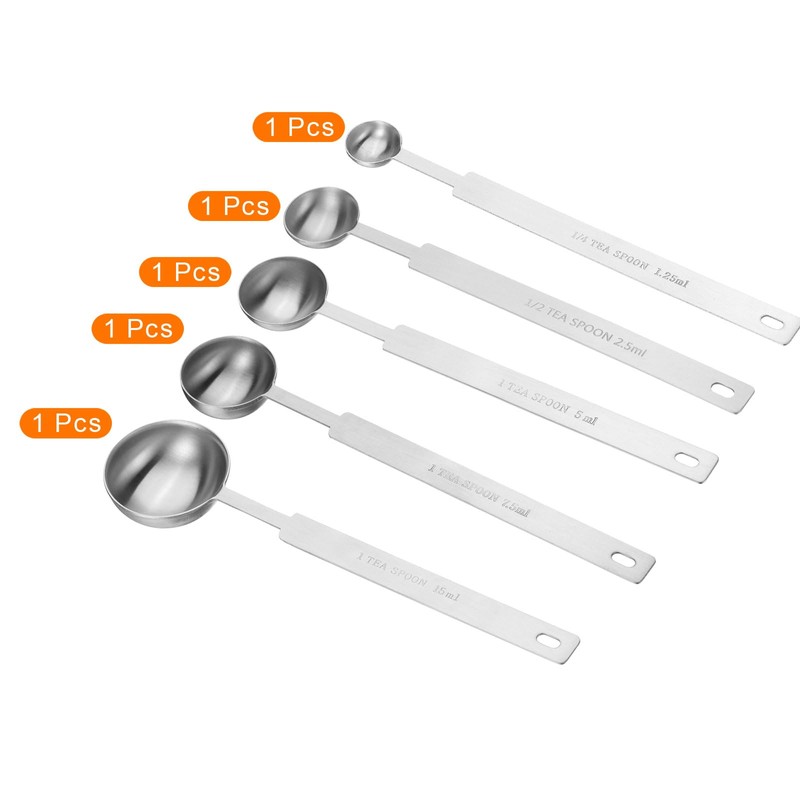 sourcing map 5pcs Single Measuring Spoon Set 1/4 1/2 1
