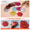 sourcing map 5Pcs Black Rose Embroidered Patch Appliques,3D Flower Sew/Iron