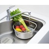 Yoshikawa SJ2500 Washtub, D-Shaped, Small, Perforated & Rubber Feet, Silver,