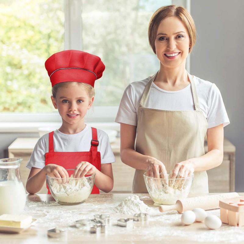 Fodlon Kids Apron and Chef Hat Set, Adjustable Children Kitchen