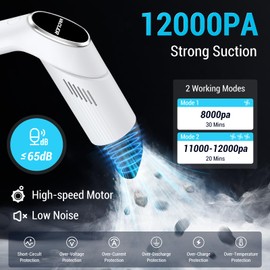 RFVUC Handheld Vacuum Cordless, Portable 120W/12KPa High Power Wireless Hand Car Vacuum Cleaner Rechargeable with Strong Suction, 180° Rotatable Lightweight Mini Vacuum for Car Pet Hair Home Office