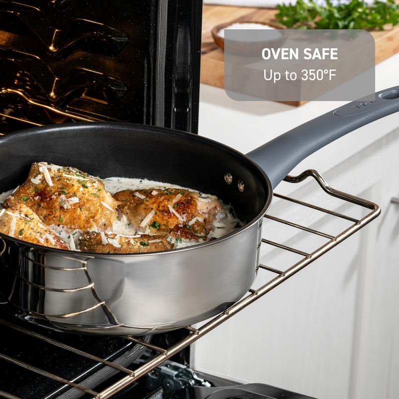 T-fal Essentials Stainless Steel Fry Pan w/Non Stick Coating 10.5