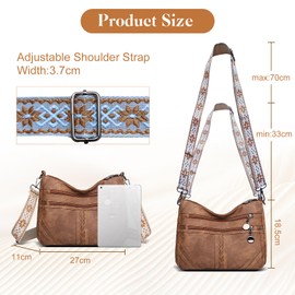 Frouen Cross Body Bags for Women, PU Leather Women's Cross-body Bags with Adjustable Wide Shoulder Strap, Bags for Women Handbags Crossbody with Multiple Pockets Brown