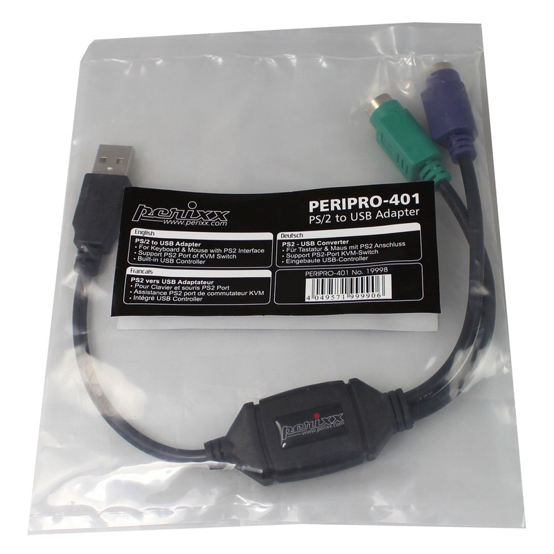 Perixx PERIPRO-705 401 PS2 to USB Converter Adapter KVM Switch, USB IC Built-In