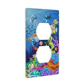 Fish Tropical Sea Outlet Covers Duplex Outlet Wall Plate Cover 1-Gang Electric Receptacle Decorative Light Switch