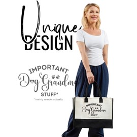 InnoBeta Dog Grandma Gifts, Canvas Tote Bag with Top Zipper Closure and Shoulder Strap for Birthday, Mother's Day, Christmas