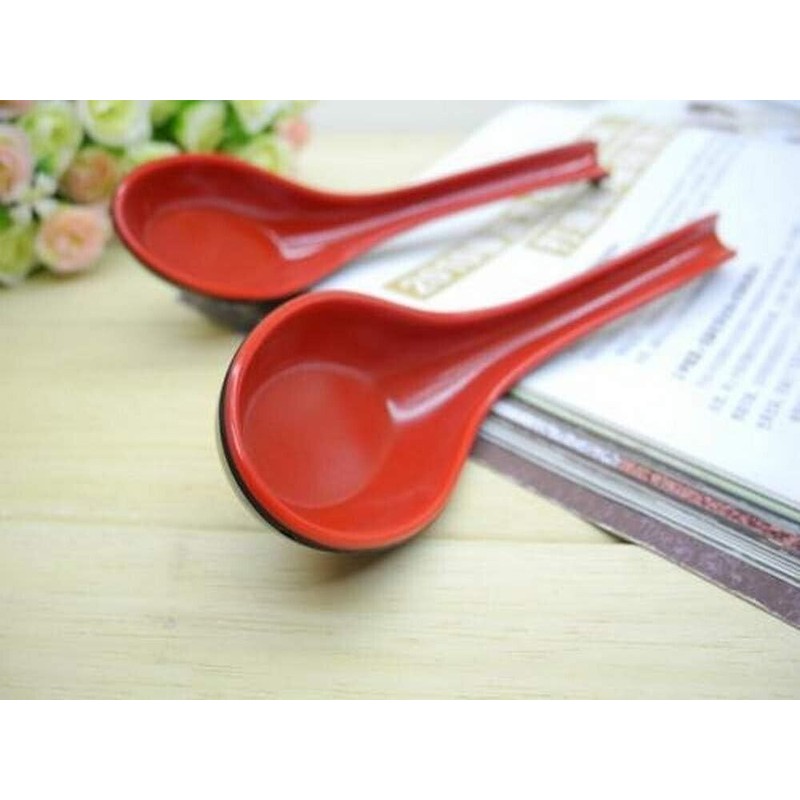 2 Pack Soup Spoons with Hook Asian Japanese Wonton Pho