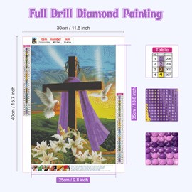 NAIMOER Religion Cross Diamond Art Kits for Adults Beginner, Full Drill Cross Diamond Art Kits, 5D DIY God Prayer Diamond Art Fall Diamond Art Kits for Home Decor30x40cm?Easter Pigeon?