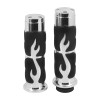 HDBUBALUS 1" 25mm Flame Fire Chrome Handlebar Grips For Harley