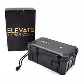 Elevate Bar Co.™ Travel Humidor Cigar Carrying Case - 15- Count- Waterproof, Crushproof, Airtight Seal, Durable Black Portable Case